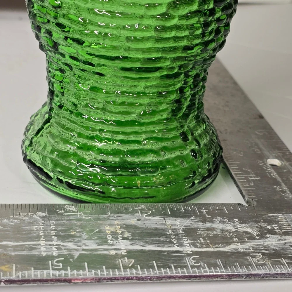 Soreno Emerald Green Textured Bark Vase 9 Inch Flared 4040-B MCM USA‎